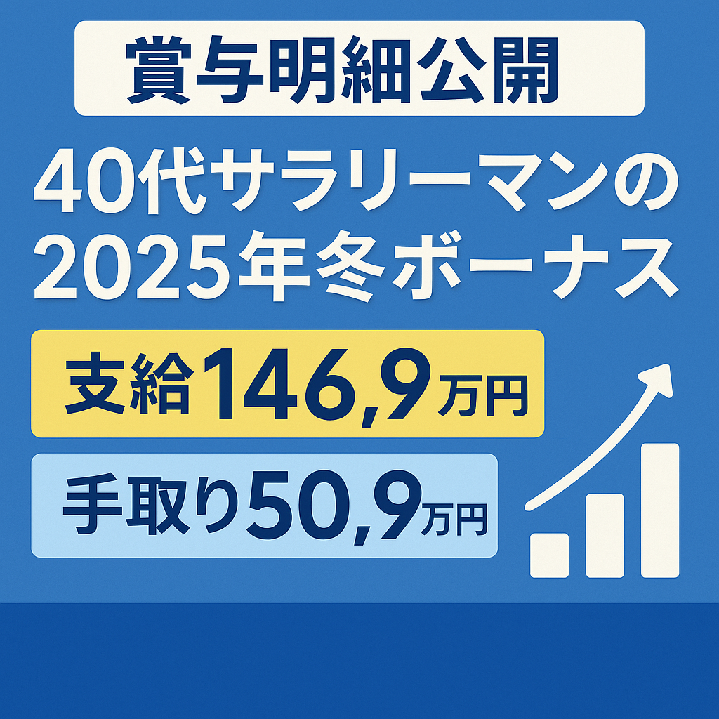 賞与明細公開｜40代サラリーマンの2025年冬ボーナス（支給146.9万円／手取り50.9万円）を示すアイキャッチ画像